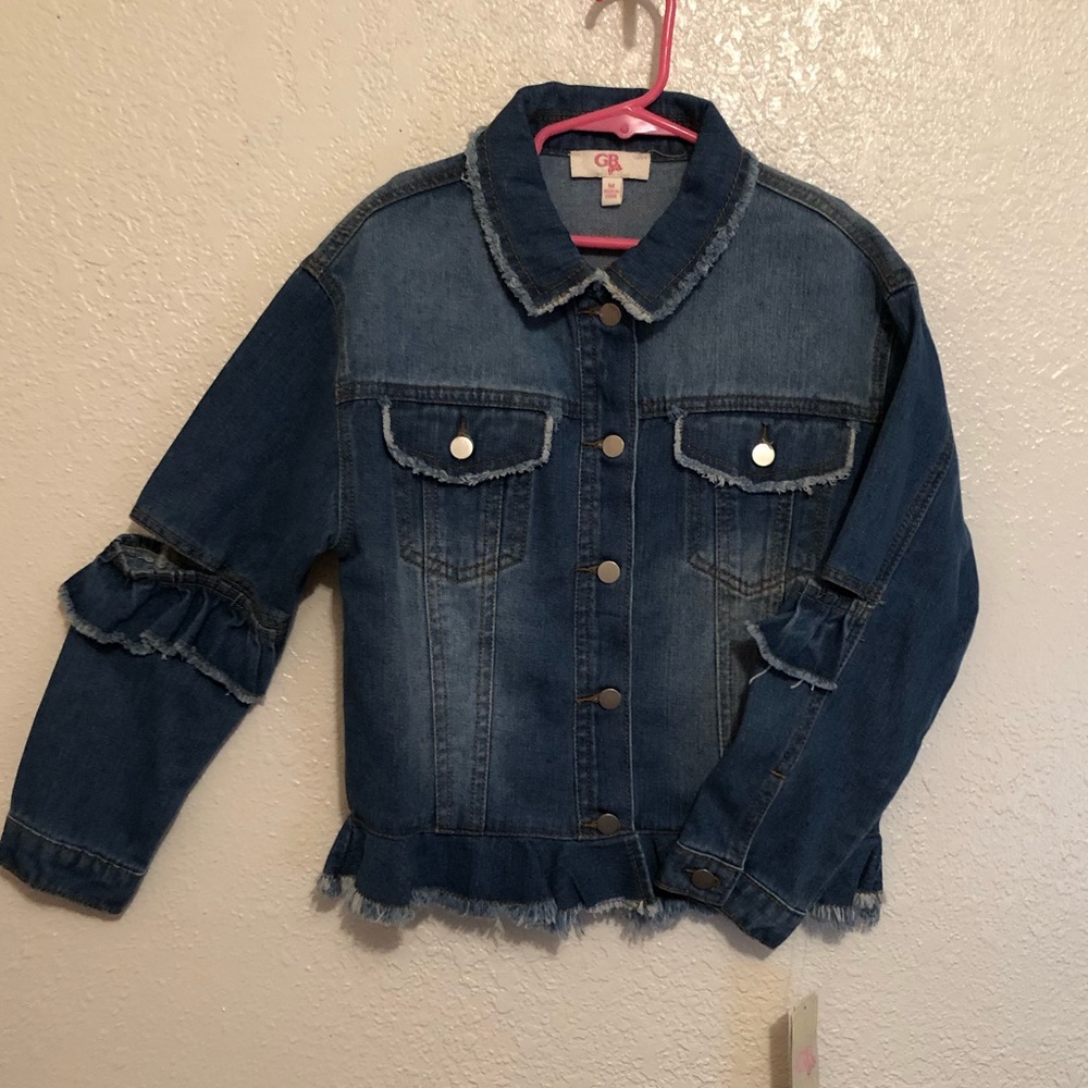 GB Girls Blue Denim Ruffle Jacket BRAND NEW Size M